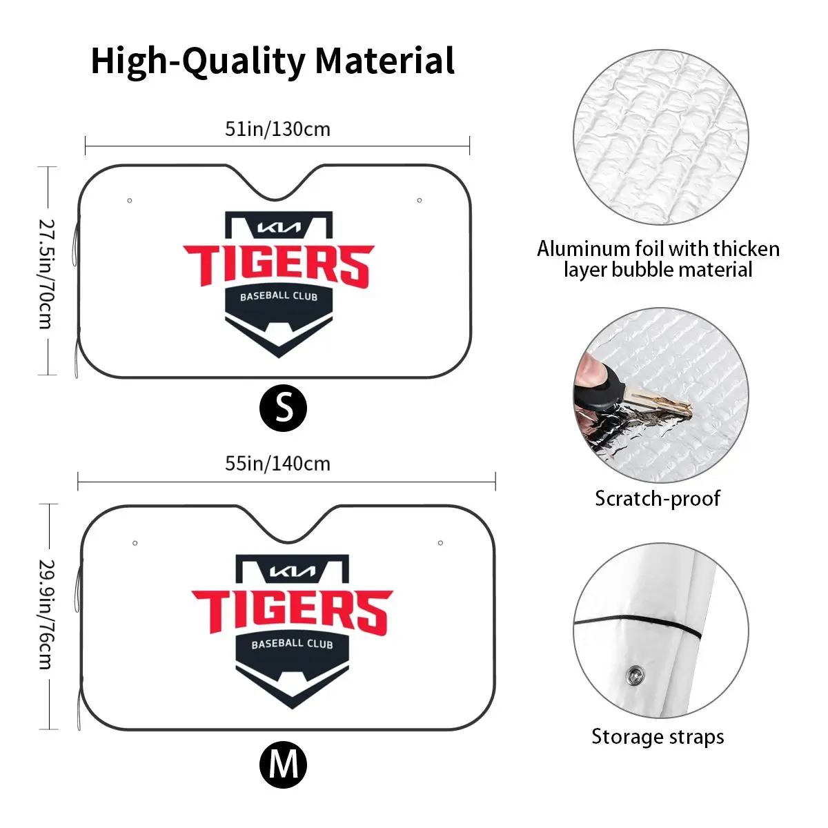 Kia Tigers Korea Windshield Sunshade Baseball Team Folding Cover Front Block Window 76x140cm Sunshade Visor Accessories Covers