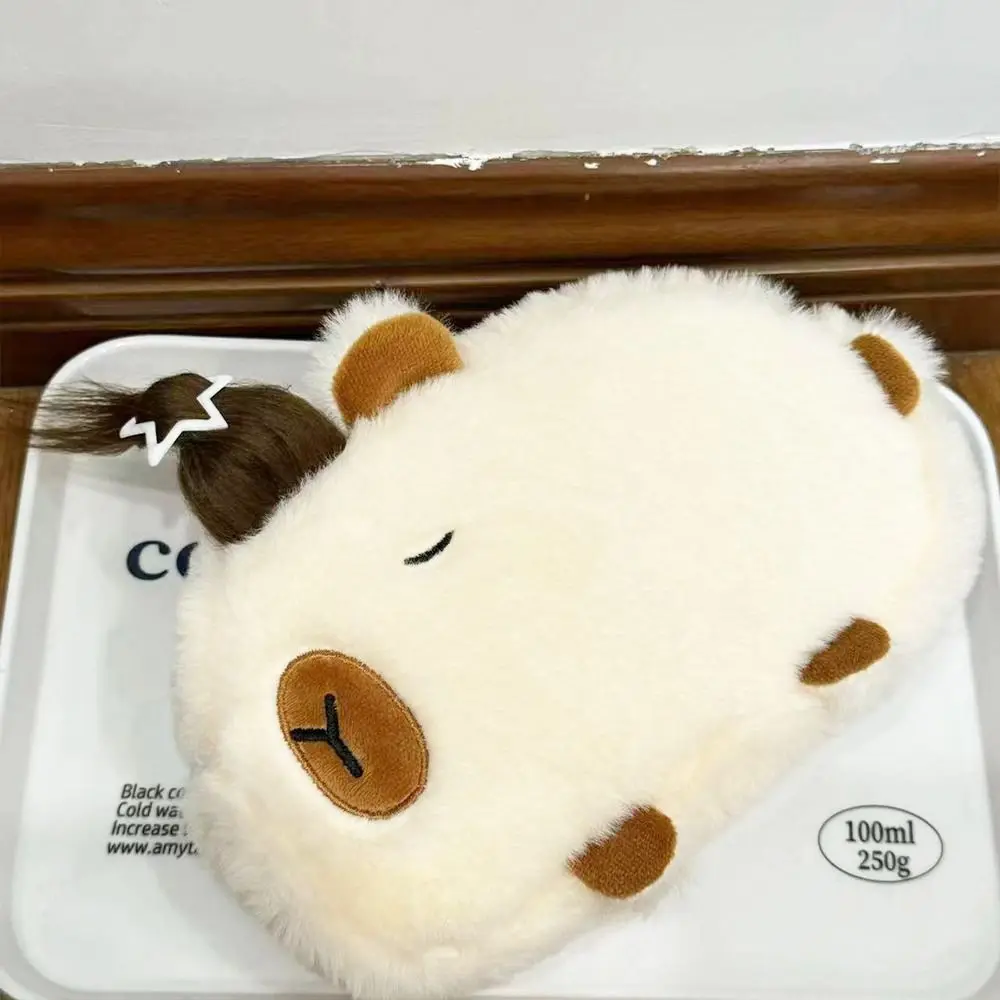 Imagem -02 - Capybara Pencil Bolsa Capybara Papelaria Bolsa Bonito Novidade Afro Cabelo Zíper Boneca Animal Plush Pen Case Escola