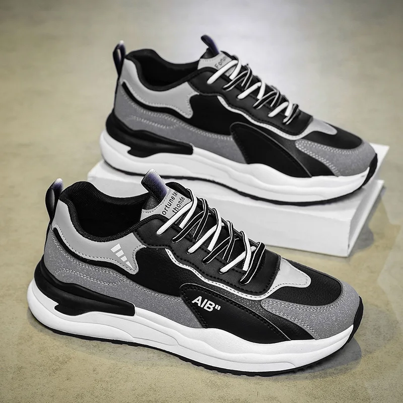 Men's Spring Sports Shoes Fashionable Versatile Casual Comfortable Anti-Slip Height Increasing Running Shoes