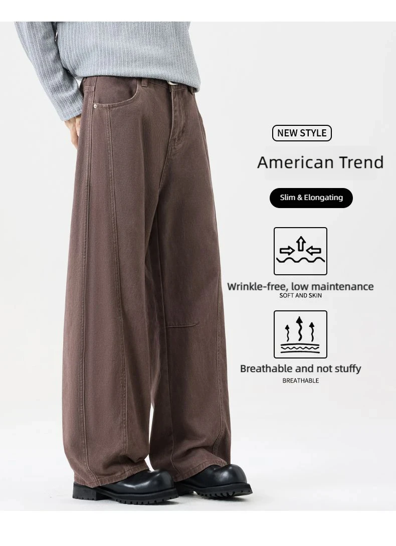2026 New Autumn Men's Denim Jeans, Curved Cut Pants, Fashionable Pure Cotton, Non-Elastic, Loose-Fit Black Youth Denim Jeans for view 2