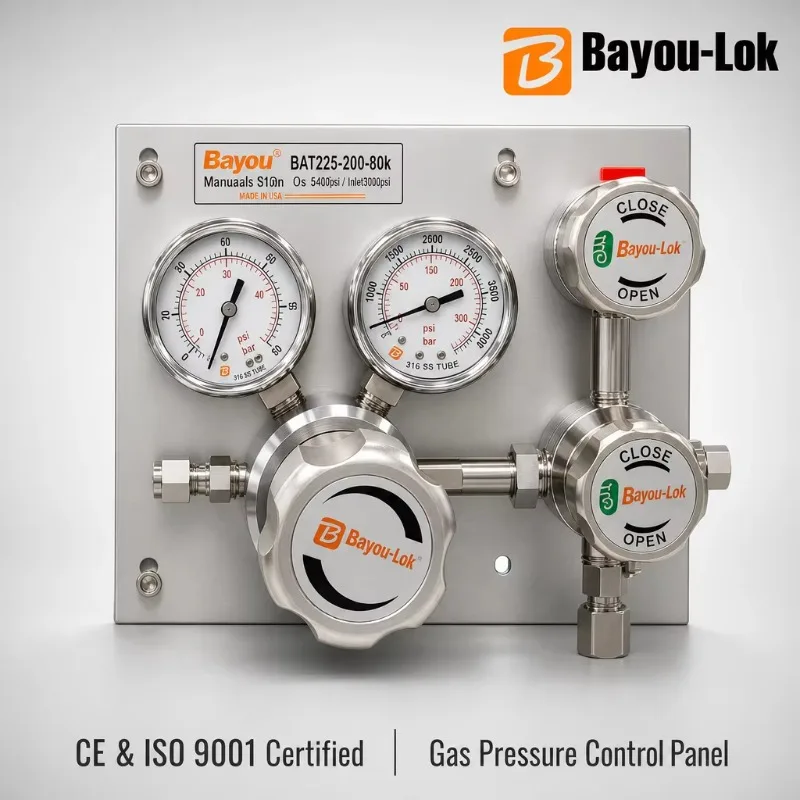 Semi-Automatic Single Side Gas Manifold System Panel Stainless Steel 316 High Pressure Cylinder Changeover Regulator