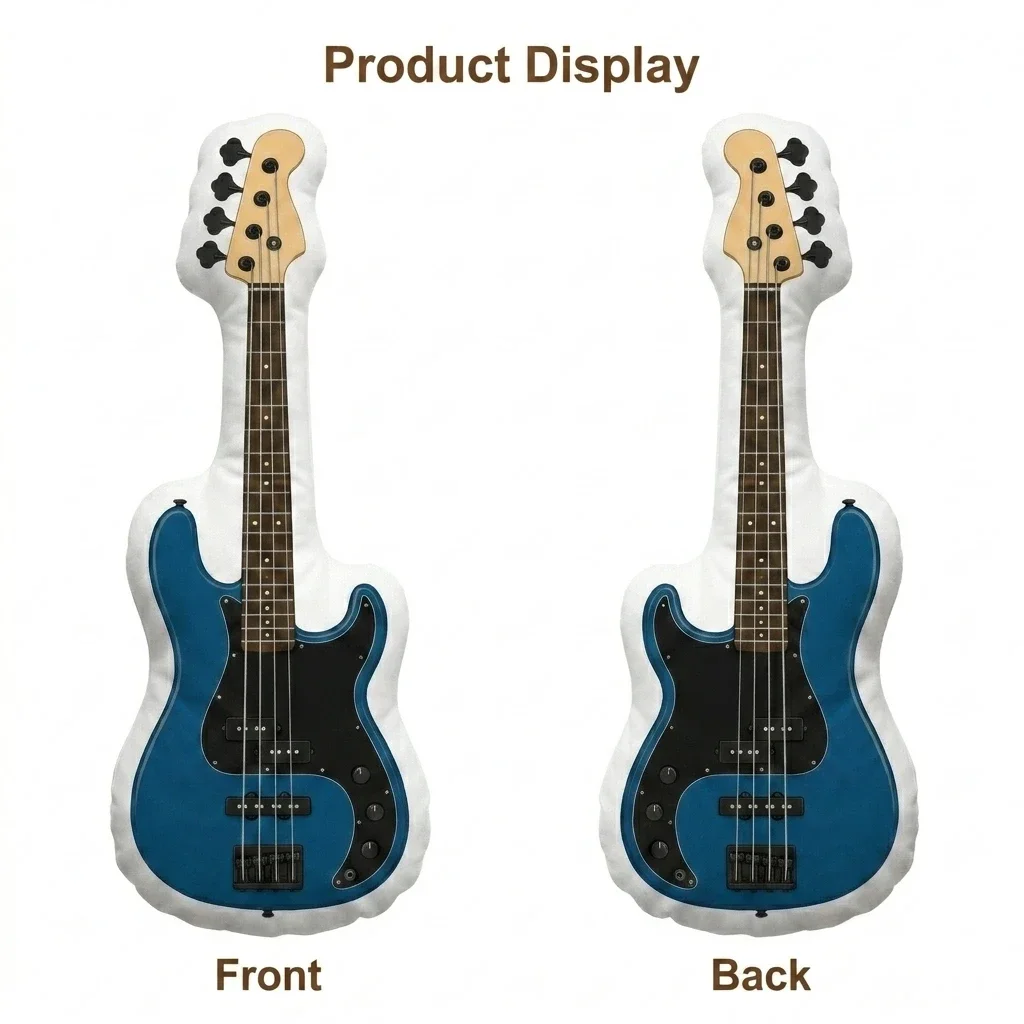 Bass Guitar Music Instrument Rock Band Musician Strings Plush Pillow Cushion Irregular Stuffed Throw Pillow Home Decor Gift Sofa