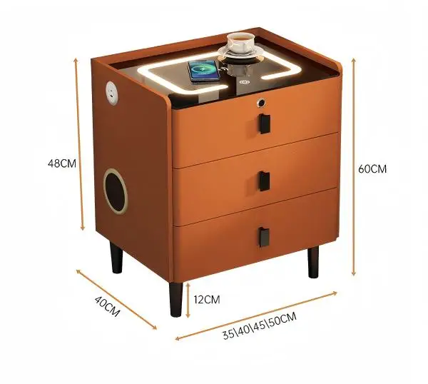 طاولة بجانب السرير شحن لاسلكي أسود حديث مع ميزات تخزين ذكية للاستخدام المنزلي في شقة أو غرفة المعيشة في غرفة نوم الفندق #2
