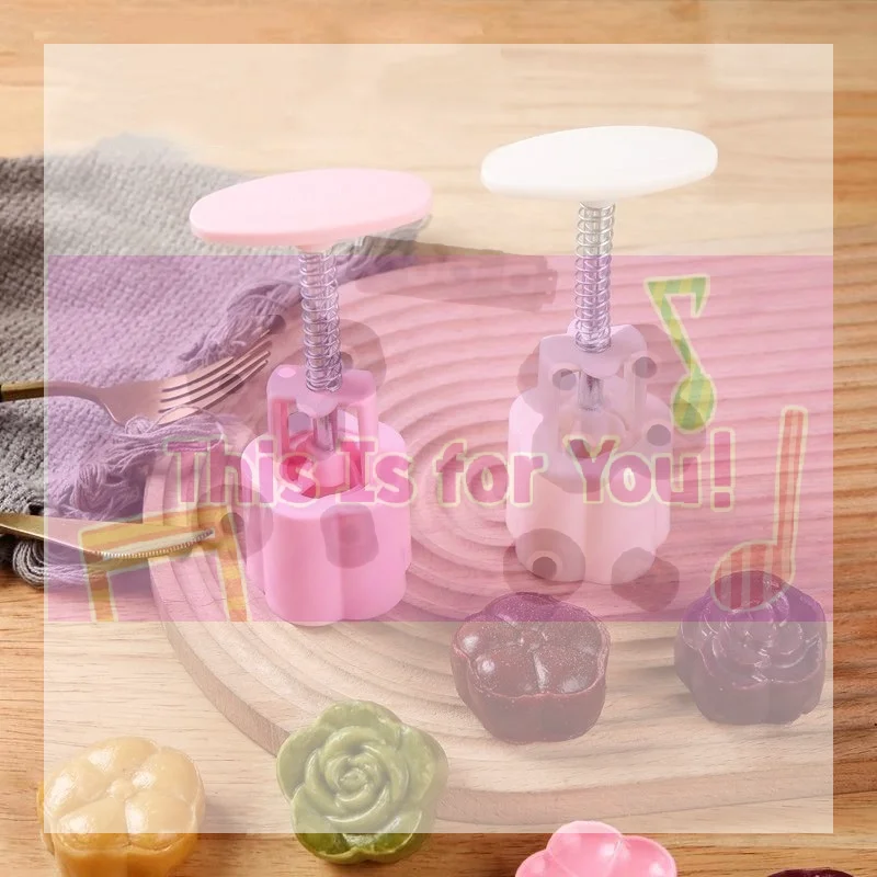 【MA】Mooncake Mold Plastic Hand-Pressure Cookie Stamps Flower Pattern Plungers Pastry Decoration Tool Mid-Autumn Festival