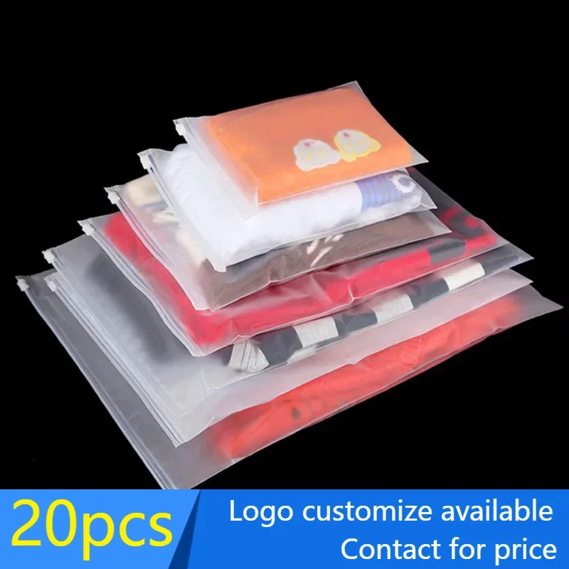 

20 pcs big plastic transpare/frosted self Zipper Lock Poly Packaging Bags gift wrap storage accept customize own logo