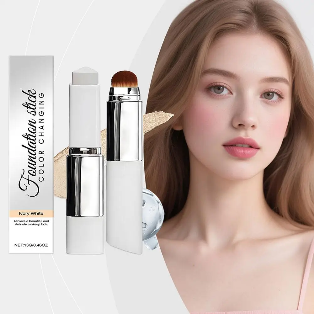 2 In 1 Color Changing Foundation Stick Moisturizing Brightening Skin Nourishing Matte Translucent Lightweight All Skin Types
