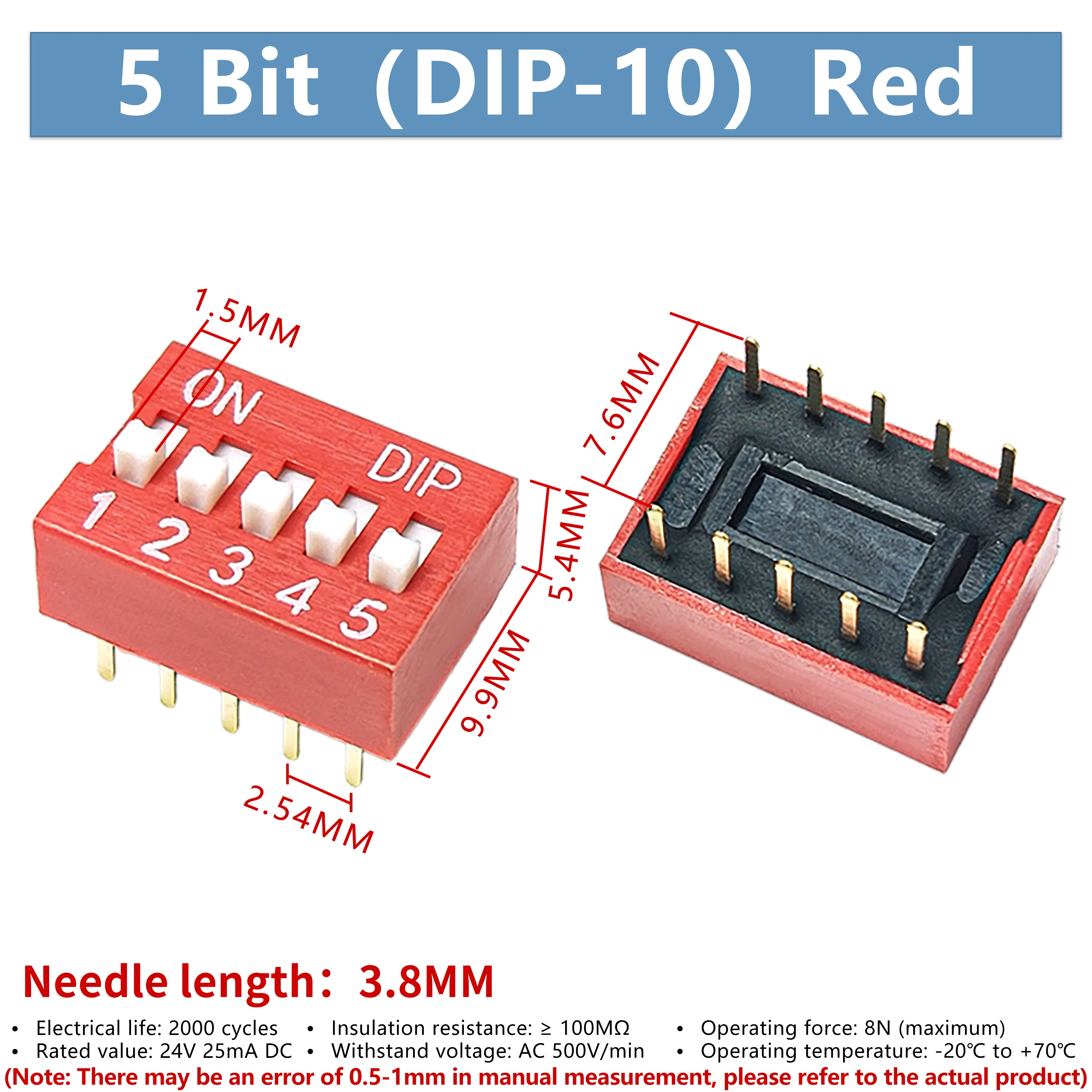 DSWB05LHGET 5-position direct insertion 2.54mm spacing DIP/toggle switch 10 pieces