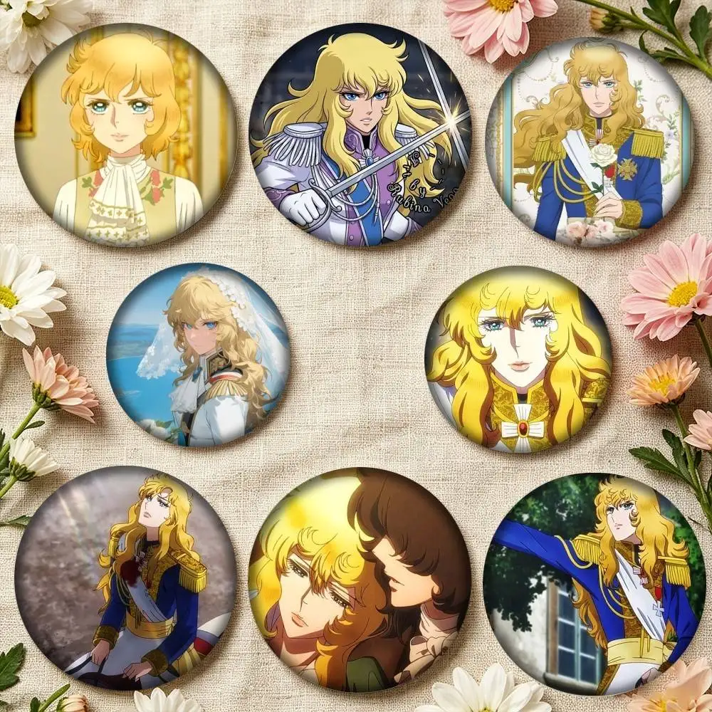 Rose of V-Versailles Lady Oscar Laser 25mm 32mm 44mm 58mm 75mm Brooches Badges Pins for Accessories Gift