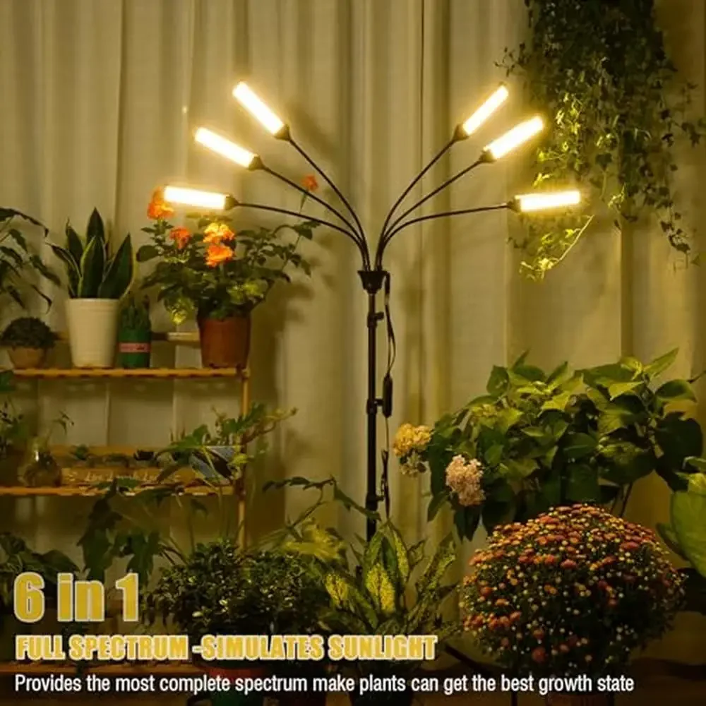 Led cresce luzes plantas de interior espectro completo 6 cabeças 540 leds tripé suporte lâmpada crescente interior espectro solar planta saúde e