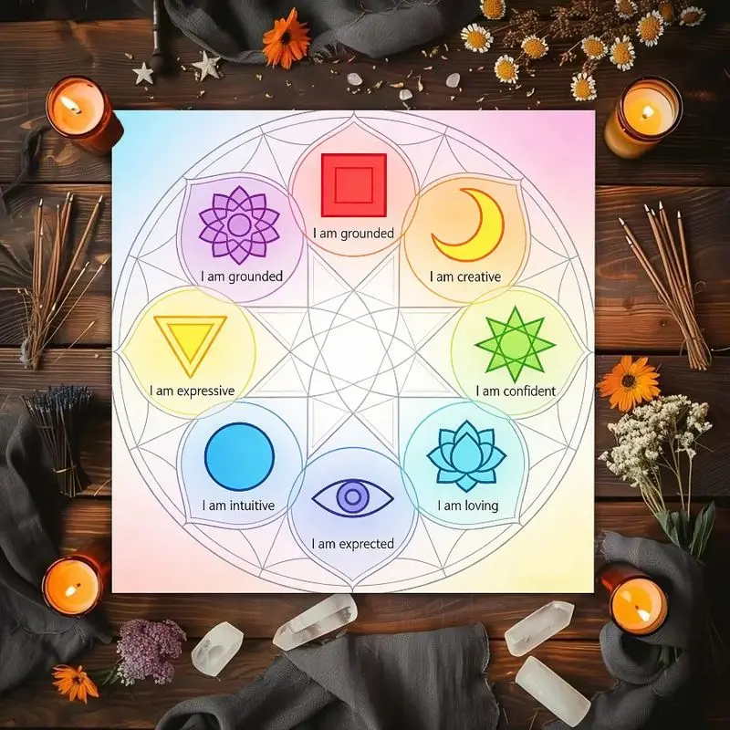 VIKAMA Seven Chakras Meditation Tarot Card Tablecloth Spiritual Mandala Bohemian Energy Healing Altar Cloth Home Decoration