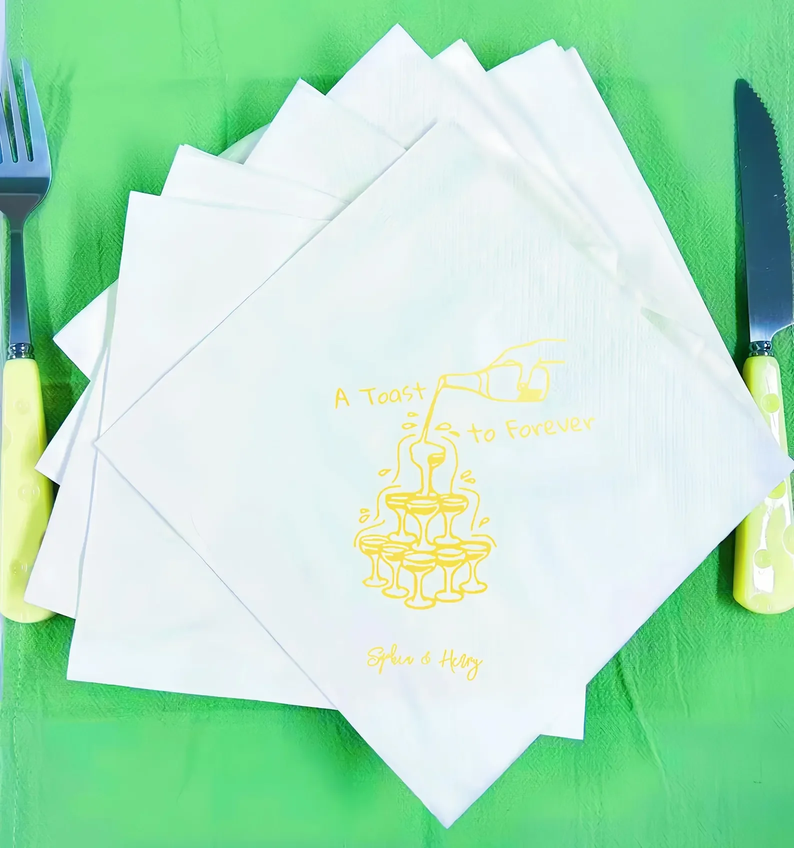 

50 Personalized Wedding Napkins, Custom Napkins, Wedding Cocktail Napkins, Rehearsal Dinner Napkins, Anniversary Engagement Napk
