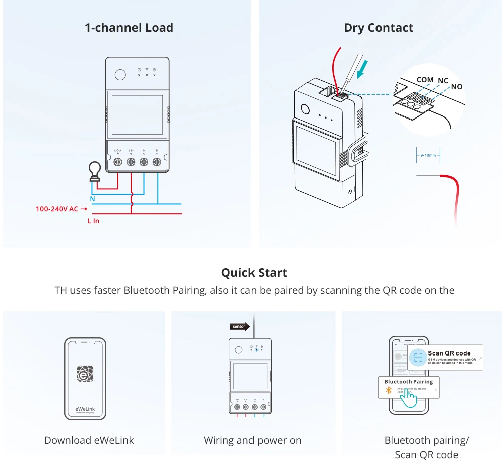 Sonoff-interruptor inteligente de temperatura y humedad, dispositivo con Wifi, 16A, 20A, WTS01, THS01, RL560, Sensor a través de la aplicación eWelink, Alexa y Google Home