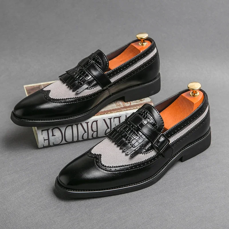 Men Fashion Classic Lefu Shoes Pointed Metal Buckle Party Office Business Block Shoes Size 38-46 Men Shoes
