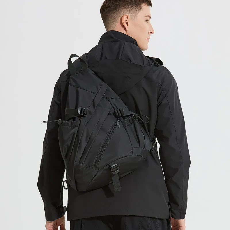 Men Large Crossbody Bag Waterproof Nylon Sling Pack Male Functional Shoulder Handbag Multi Pocket Messenger For Travel Hiking