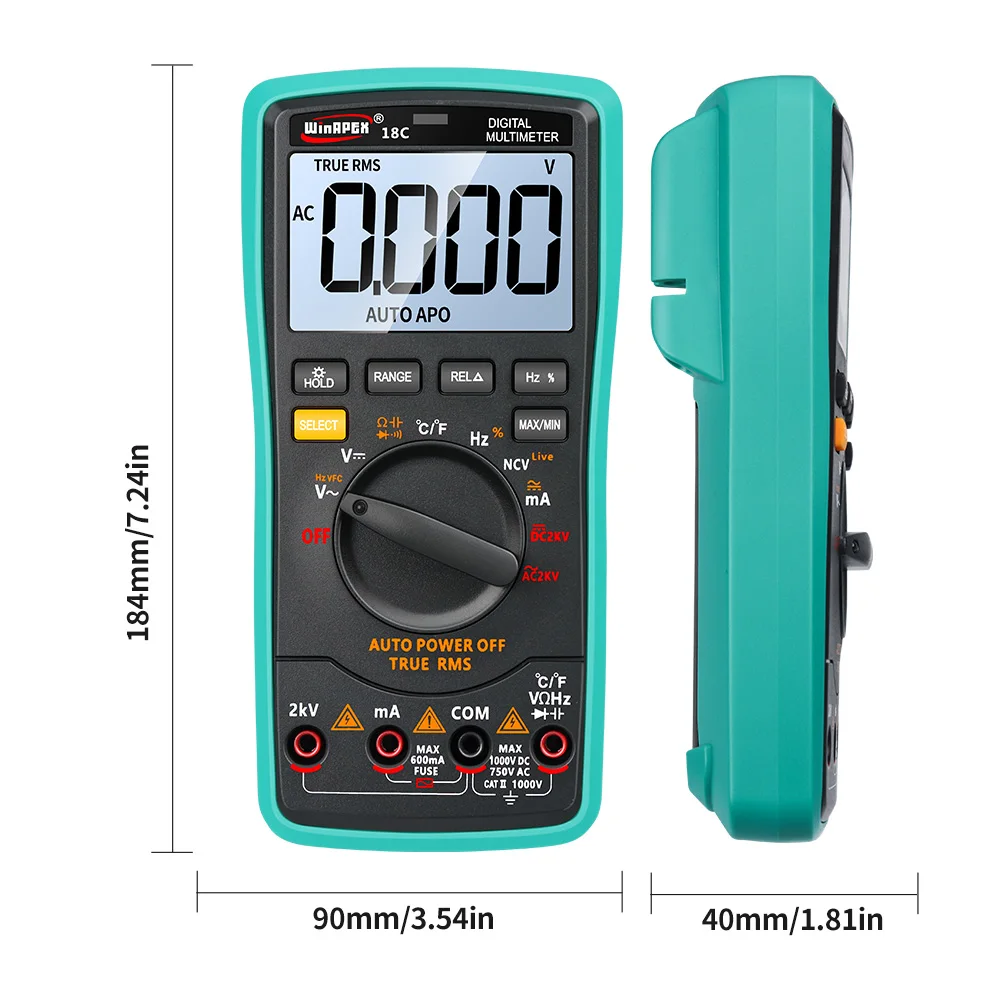 Digital Multimeter Professional Voltmeter 2000V High Voltage Meter Current Capacitance Resistance Frequency Tester With Backligh