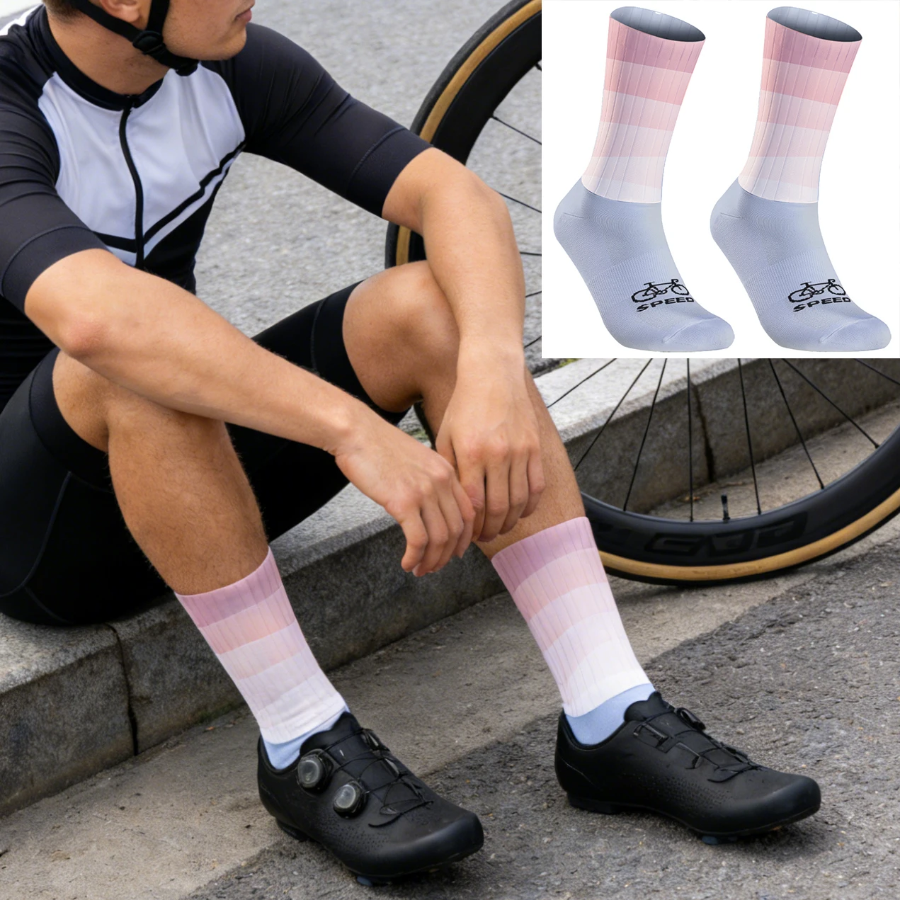 

Дышащие велосипедные носки для мужчин и женщин, спортивные носки до щиколотки с амортизацией, удобные носки для велоспорта.