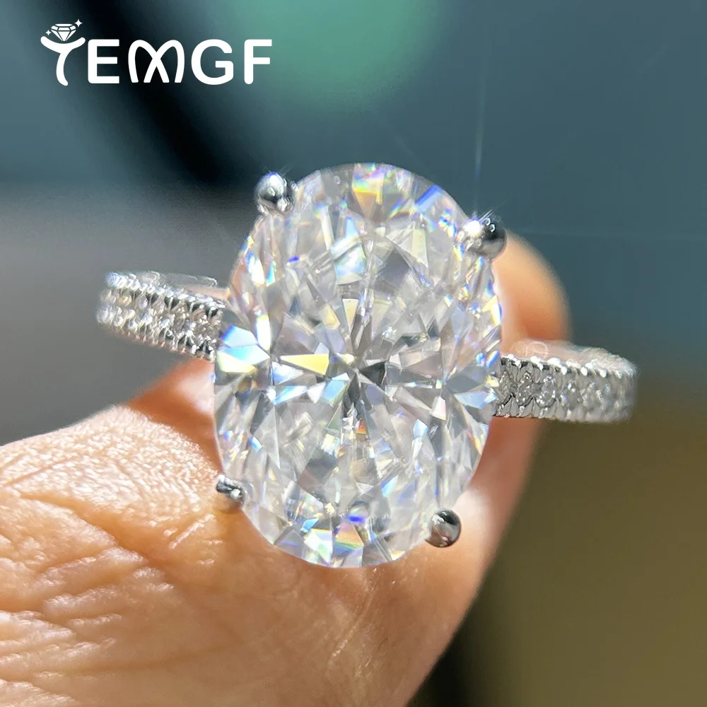 8CT Oval Cut Full Moissanite Ring for Women Hidden Halo Lab Diamond With Certified S925 Silver Wedding Band Luxury Jewelry Gifts