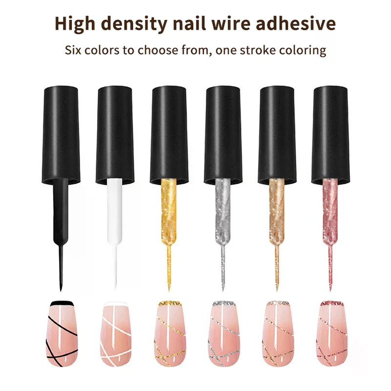 Reflective Glitter Liner Gel Silver Golden Nail Polish Pull Line Graffiti Painting Stripe DIY French Nails Design Painting Gel