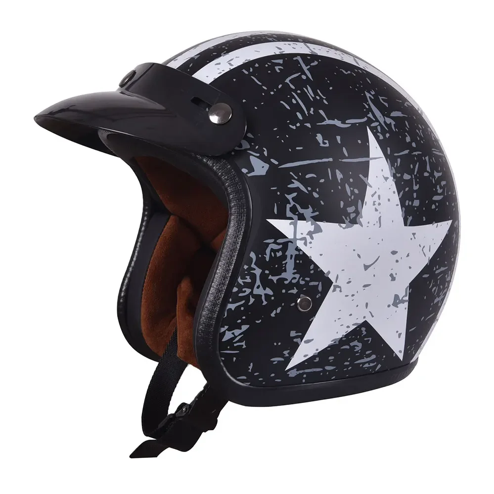 New Vintage Motorcycle Open Face Helmet Retro 3/4 Casco Moto Helmet Jet Scooter Bike Vespa Helmet Retro DOT Casque Wholesale