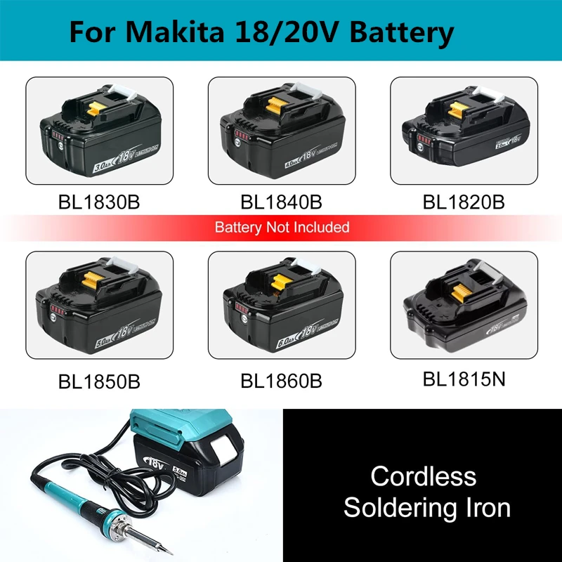 Wireless Electric Soldering Iron For Makita/Dewalt 18/20V Battery Welding Tool with 300-510℃ Temperature Adjustable Fast Heating