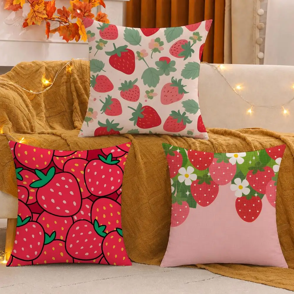 piece of strawberry Cushion Cover Pillow Case plush Double-sided Print Square Covers Sofa Home Cushion