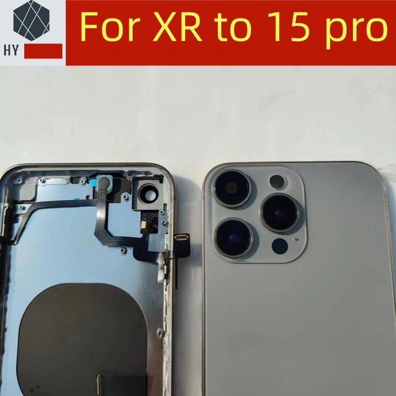 DIY housing For XR Like 15 Pro Housing XR Up To 15 Pro Housing Back DIY Back Cover Housing Battery Middle Frame Replacement