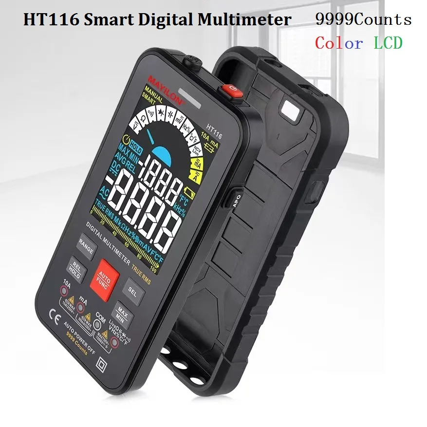 Multímetro de pinza amperimétrica Digital HT116 HT126A HT126B multímetro automático Digital profesional 9999 recuentos AC DC valores eficaces verdaderos medidor NCV
