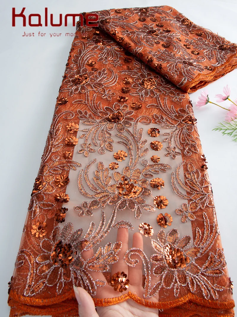 

Kalume African Milk Silk Mesh Lace with 2026 French Net Lace Fabric Sewing Embroidered Lace Tulle Nigerian Women Wedding Dres