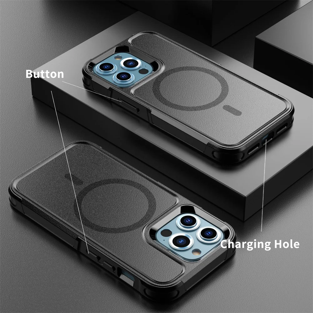 Magnetic Case for iPhone 16 15 14 Pro Max Plus 13 mini 12 for MagSafe Military Grade Drop Protective Tough Shockproof Case