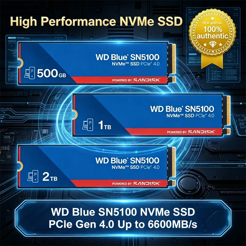NEW WD Blue SSD SN5100 M.2 2280 NVMe Internal Solid State Drive High Speed PCIe 4.0 Game Drive Works for Laptop PC Hard Disk