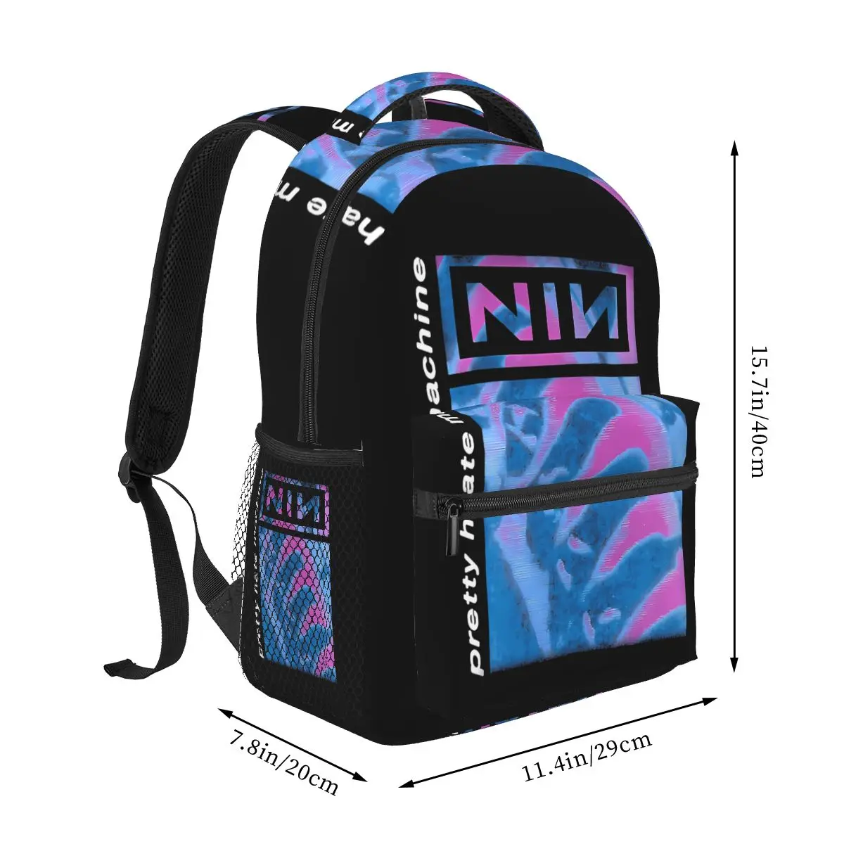 Album Band Nine Inch Nails Prettys Hate Machine Student Backpack School Bag Daypack for Boys Girls Fashion Bookbag Shoulder Bags