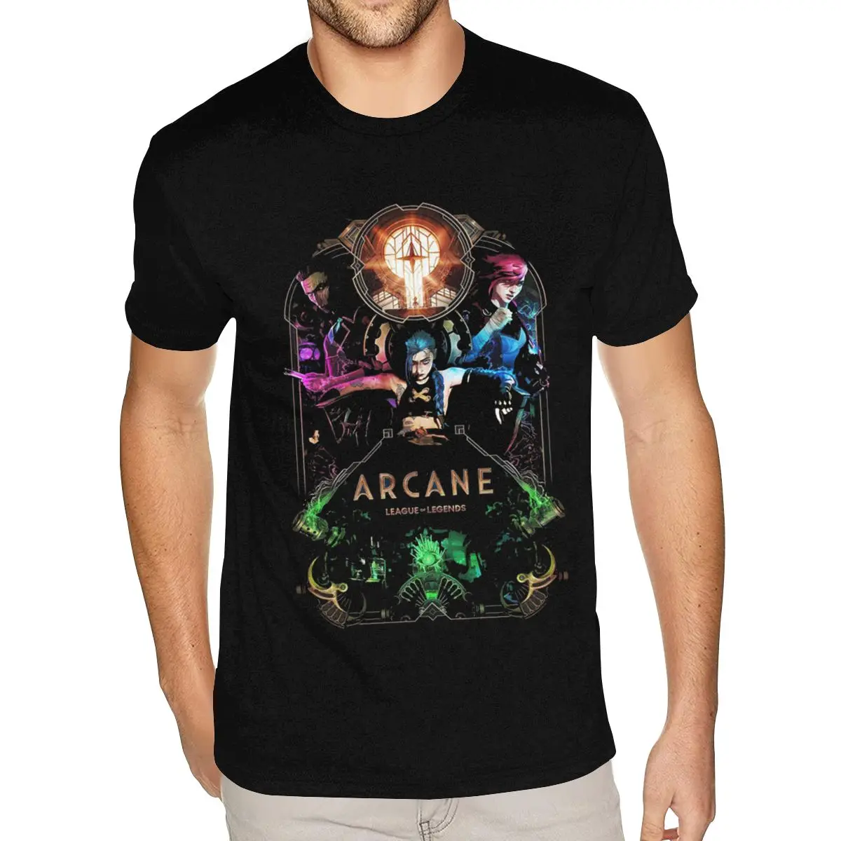 

High quality Short Sleeves Crew Neck Organnic Cotton Arcane Jinx and Vi T Shirt Plus size Guys TeeShirts