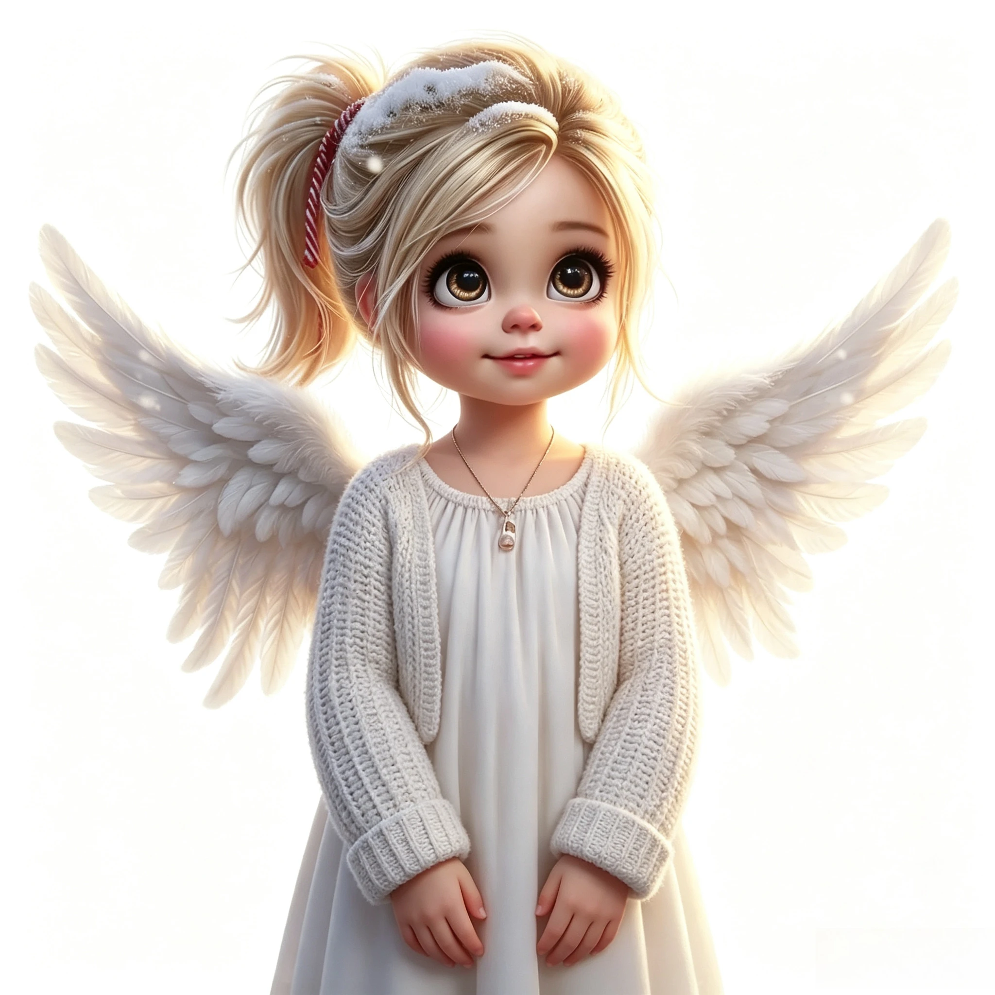 Cute Angel Girl with Wings Holding Heart Sticker, Waterproof Decal for Car, Motorcycle, Laptop & Bottle