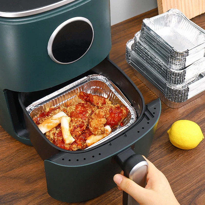 

10 шт. прямоугольные формы из алюминиевой фольги, антипригарные формы для выпечки, пищевая миска для барбекю для фритюрницы, духовки, выпечки, кухонный инструмент