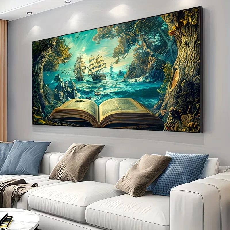 

DIY Diamond Painting Kits Fairy Tale Sailboat Magical Tree Scenery Large Size Full Square Round Diamond Art Mosaic Crafts Decor