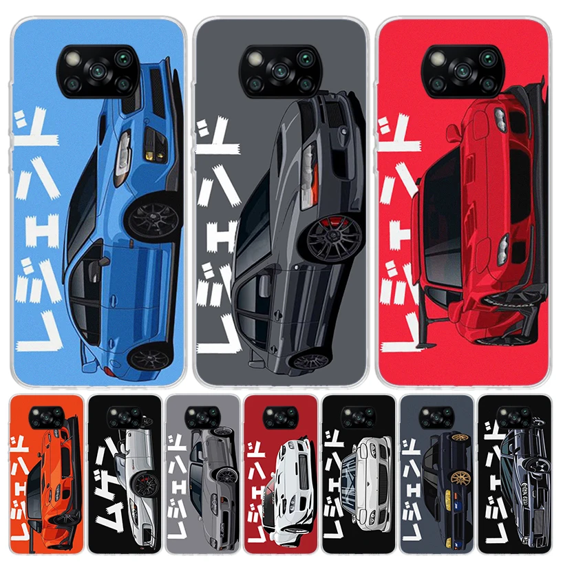 JDM Tokyo Drift Sports Car Phone Case For Xiaomi Poco X6 X5 X4 X3 Nfc F6 F5 Pro F4 Gt F3 F2 F1 M5S M4 M3 Art Customized Coque Ca