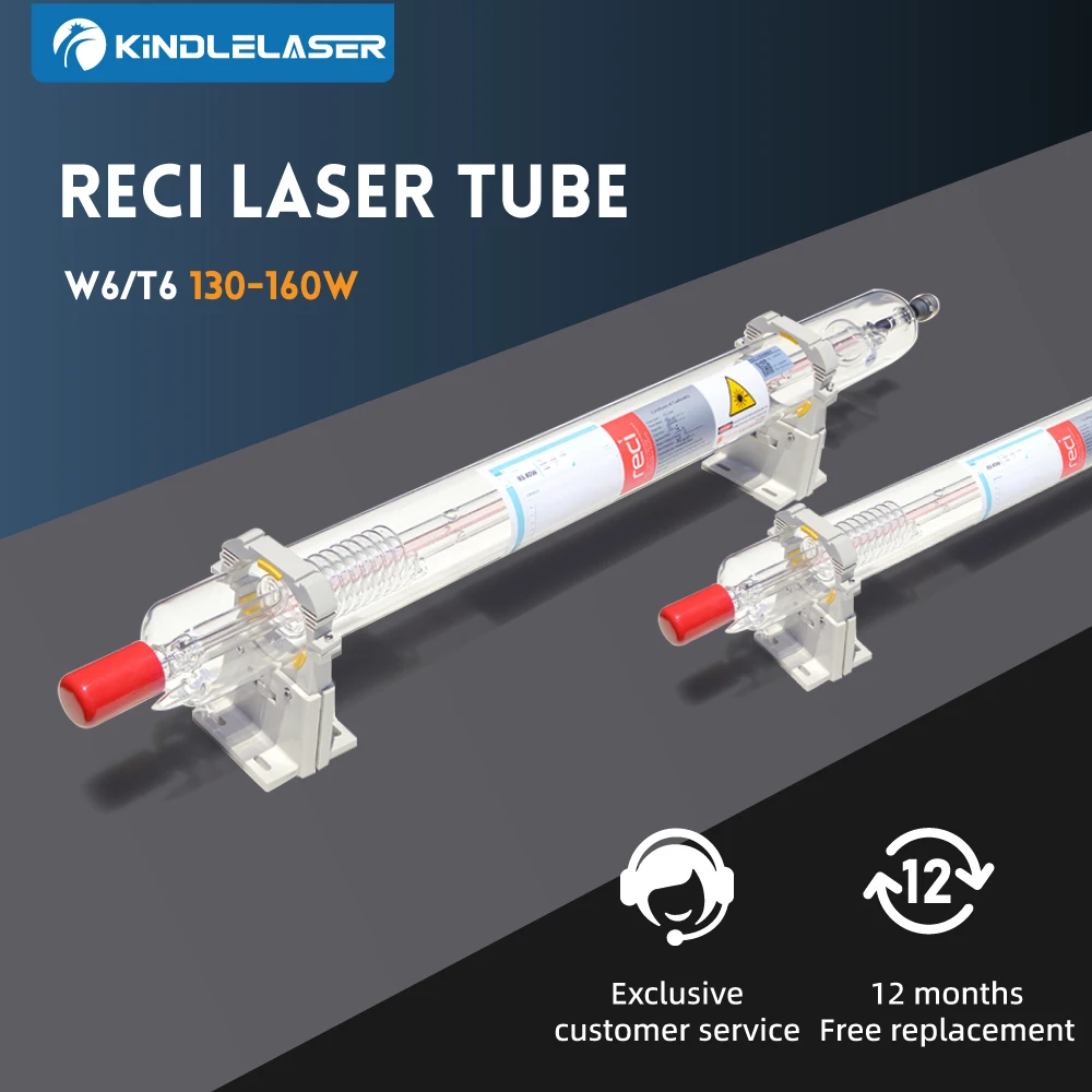 

KINDLELASER Reci W6/T6 130W-160W CO2 Laser Tube Dia.80mm/65mm For CO2 Laser Engraving Cutting Machine Wooden Case Box Packing