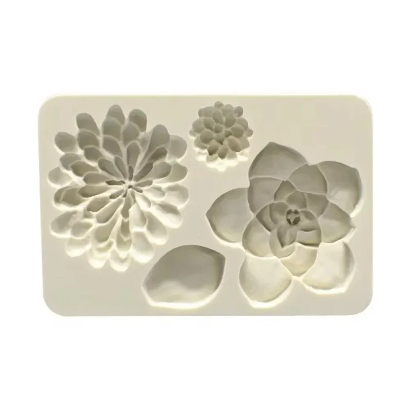 Diy Chocolate Cake Baking Mold Kitchen Baking Tools Cake Decoration Simulation Succulent Flower Plant Leaf Fondant Silicone Mold