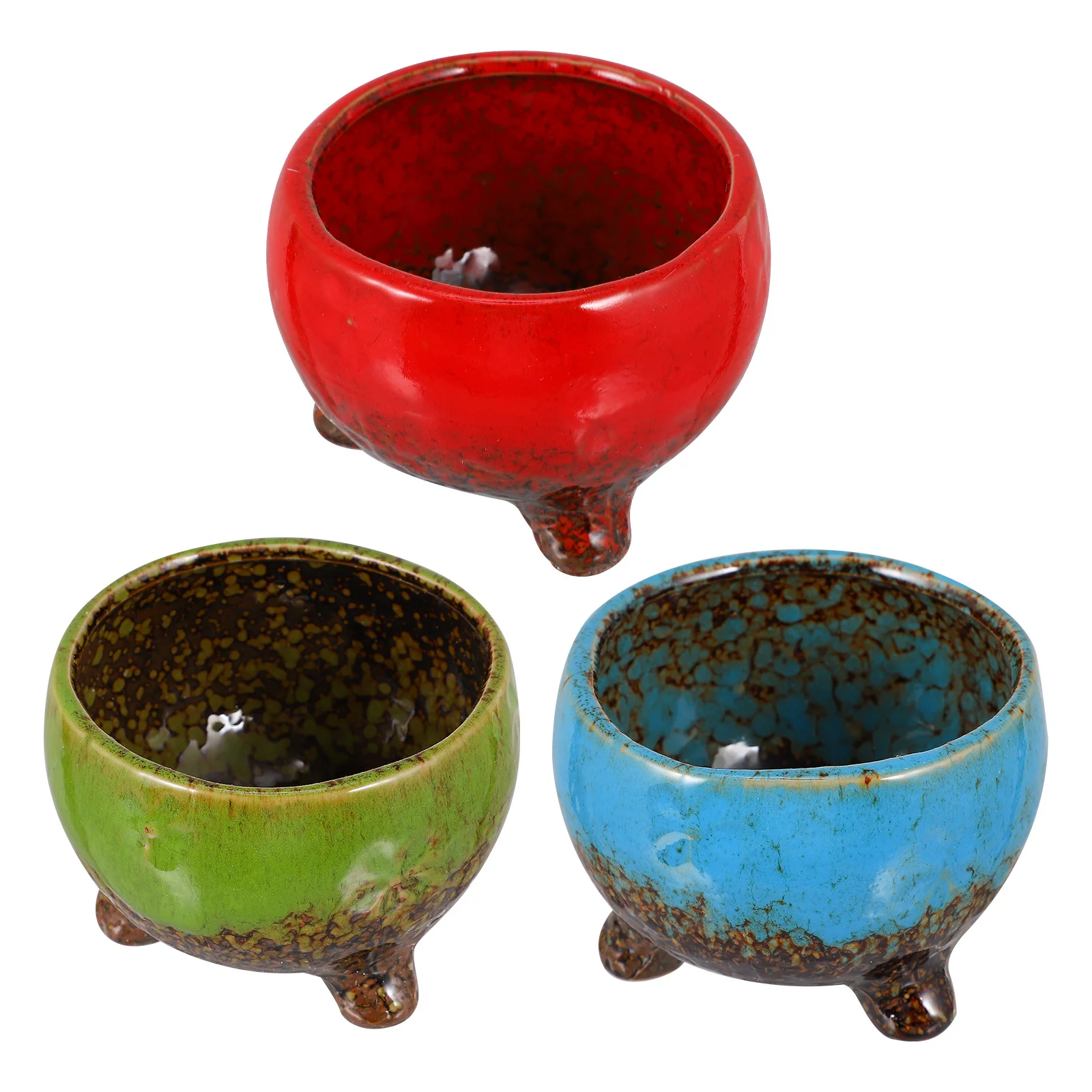 

3Pcs Ceramic Succulent Flowerpot Small Plant Pot Fleshy Plant Planter Decorative Bonsai Pot for Home Office Ceramic Flowerpot