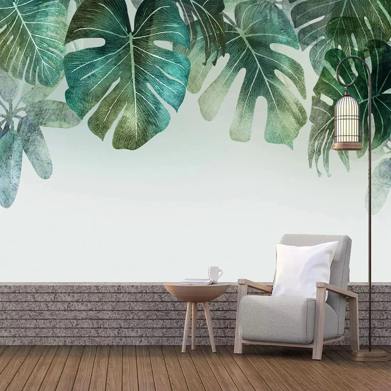 Customized Mural Wallpaper 3D Tropical Plants green Leaf Living room TV background wall bedroom restaurant wall fabric study 8d