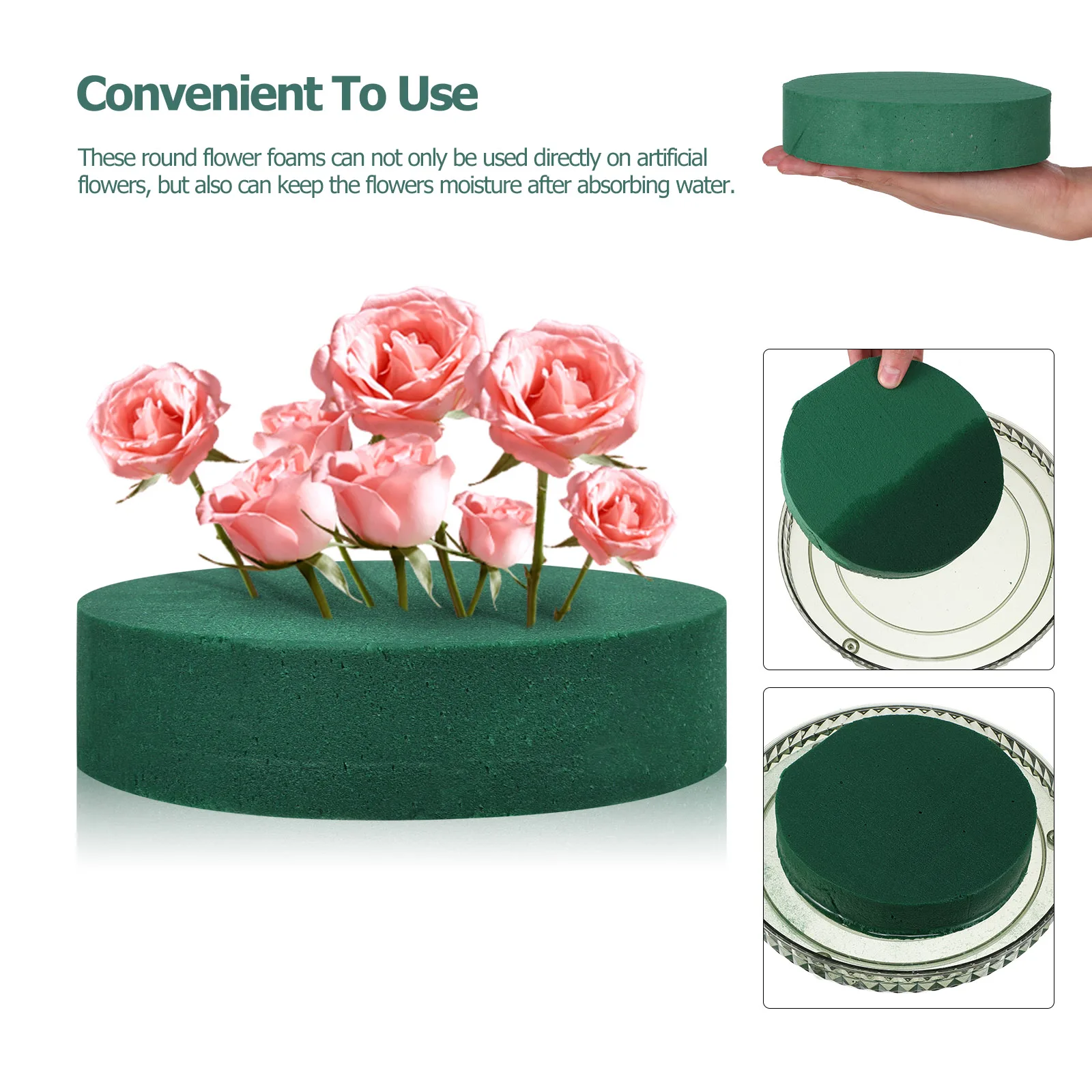 

6pcs Floral Blocks Fresh Flower Arrangement Supplies Round Flower Mud Blocks Green Foam For Diy Weddings Birthday Decorations