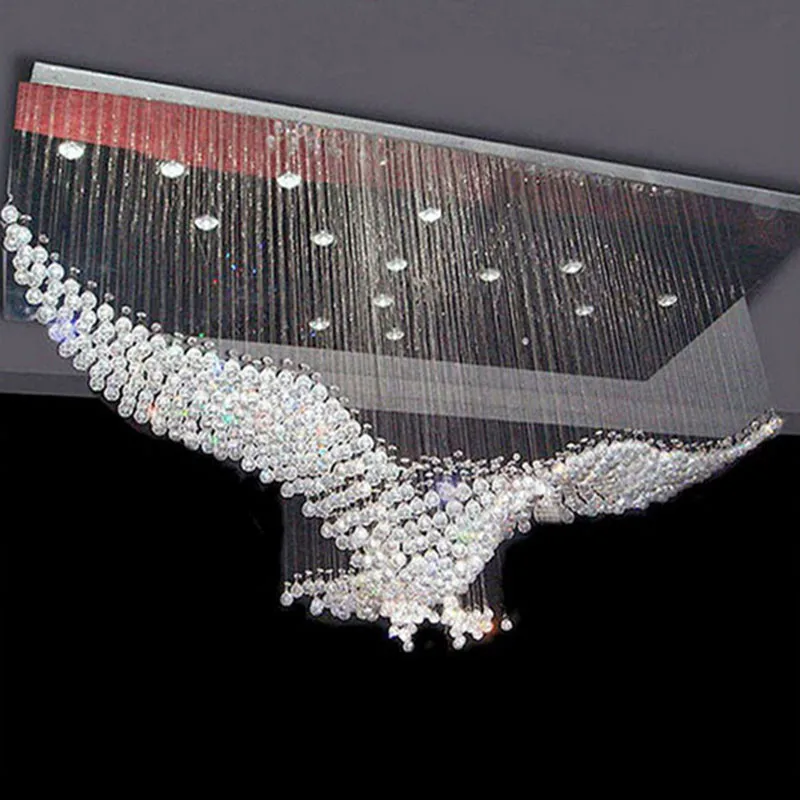 

Meerosee Modern Luxury Crystal Chandelier Light New Eagles Design Ceiling Lamp Lustres for Living Room Foyer Hall Home Lighting