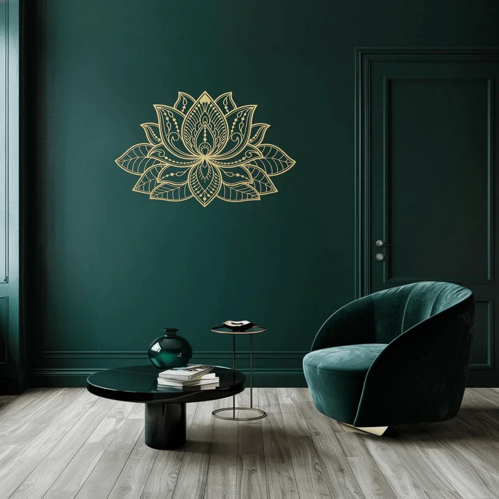 Iwa Motif Radiant Mandala Metal Wall Embellishment Lotus Bloom Peaceful Room Decor Bohemian Zen Patio Trimming Gift for Home