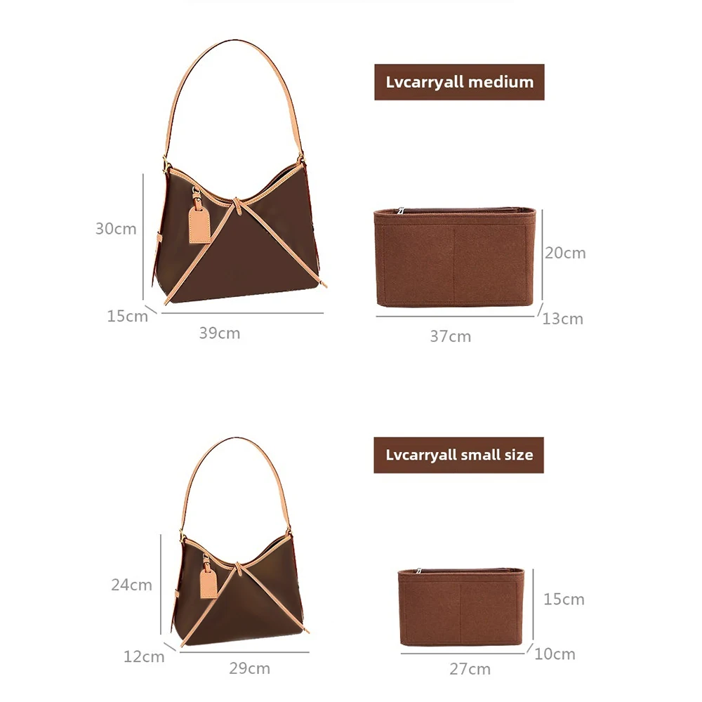 Ultra-Light Bag Organizer Insert Felt Insert Fit For LV Carryall Small Medium Size Storage Inner Lining Bag Purse Shaper