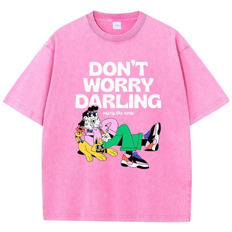 Don\'T Worry Darling Printing Women Wash Clothing Breathable Summer Cool T-Shirt Street Fashion Tops Harajuku O-Neck Short Sleeve