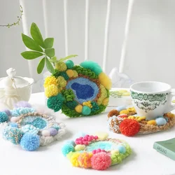 초보자용 래치 후크 코스터 키트, 이끼 카펫 패드, DIY 공예 재료, 크로셰 원사 러그, 바느질 고리, 홈 데코