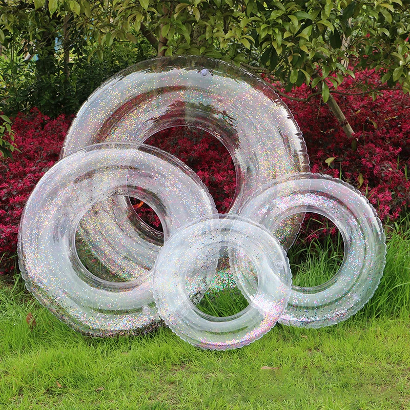 Transparent Glitter Pool Foats Swimming Ring Adult Children Inflatable Pool Tube Giant Float Boys Girl Water Fun Toy Swim laps