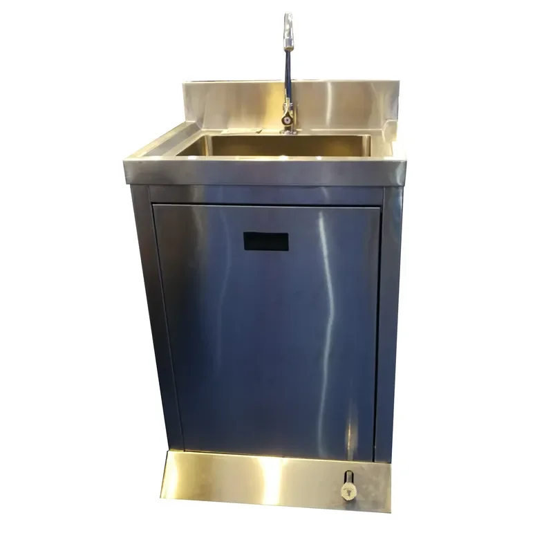 Hands Free Stainless Steel Kitchen Sink Faucet with Pedal Sensor Automatic Water Tap for Hands Free Washing