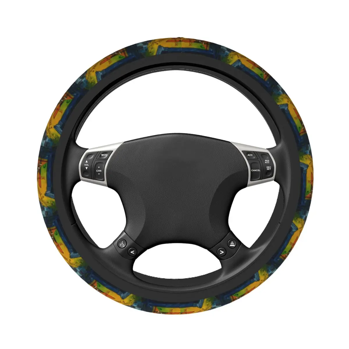 37-38 Car Steering Wheel Cover Van Gogh Cafe Terrace At Night Anti-slip Auto Decoration Suitable Car Accessories