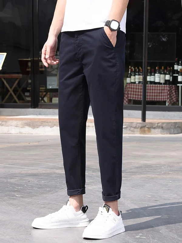 

Spring Summer Elastic Men's Loose Faionable Nine-Piece Pants Korean Version Trendy Harlan Busin Casual Color Pants